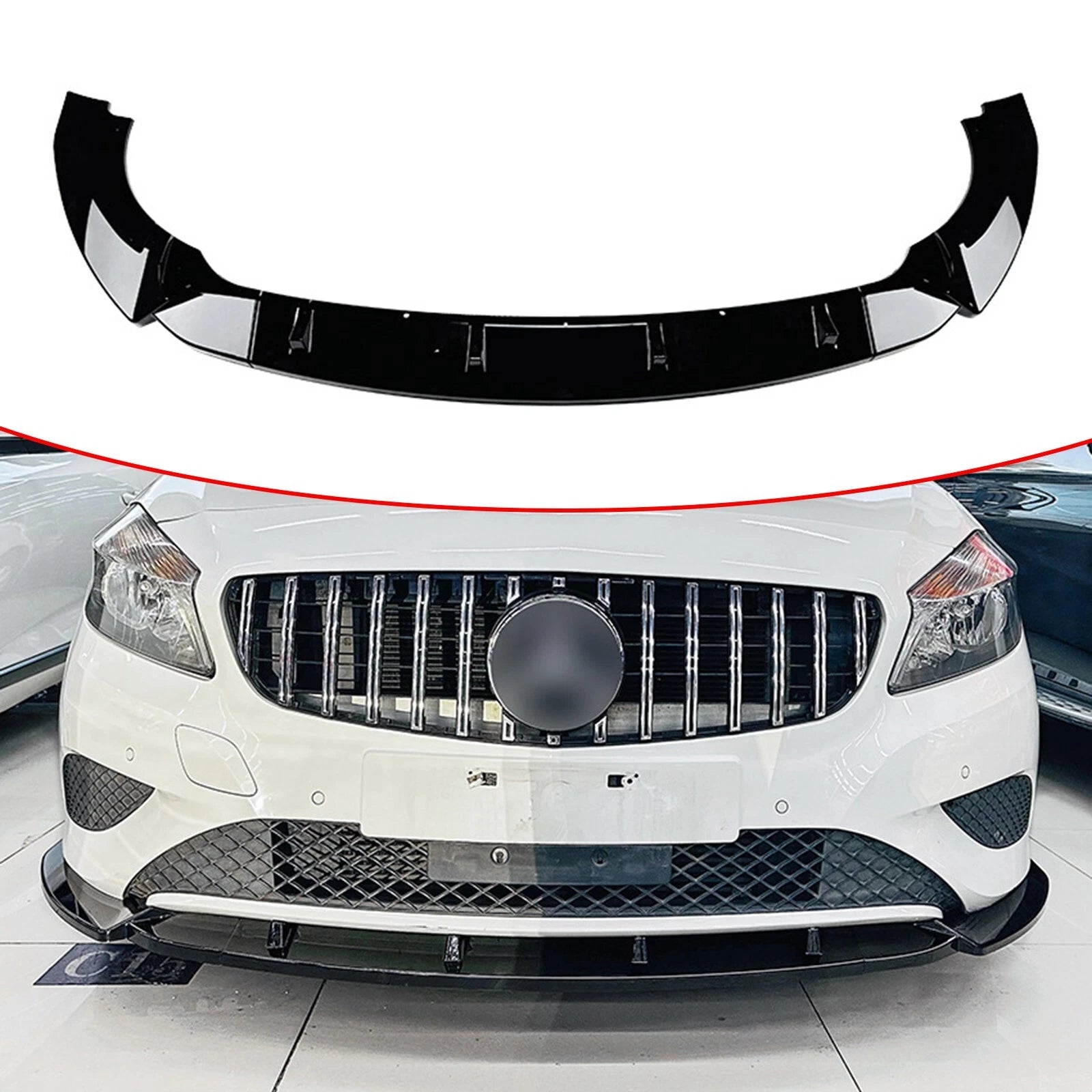 Gloss Black Front Splitter for W176 A Class 2013-2015