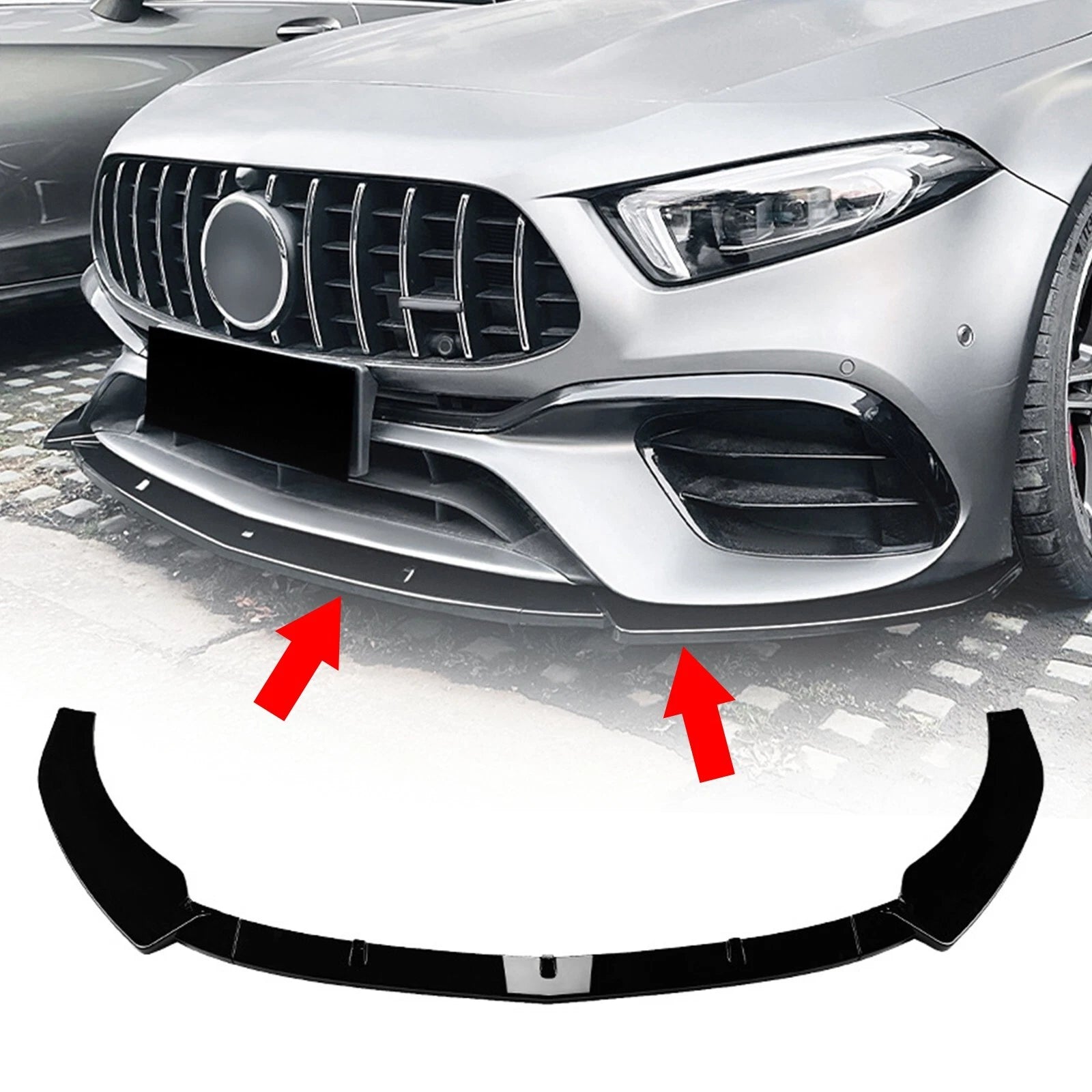 Gloss Black Front Splitter for W177 A Class 2019-2023