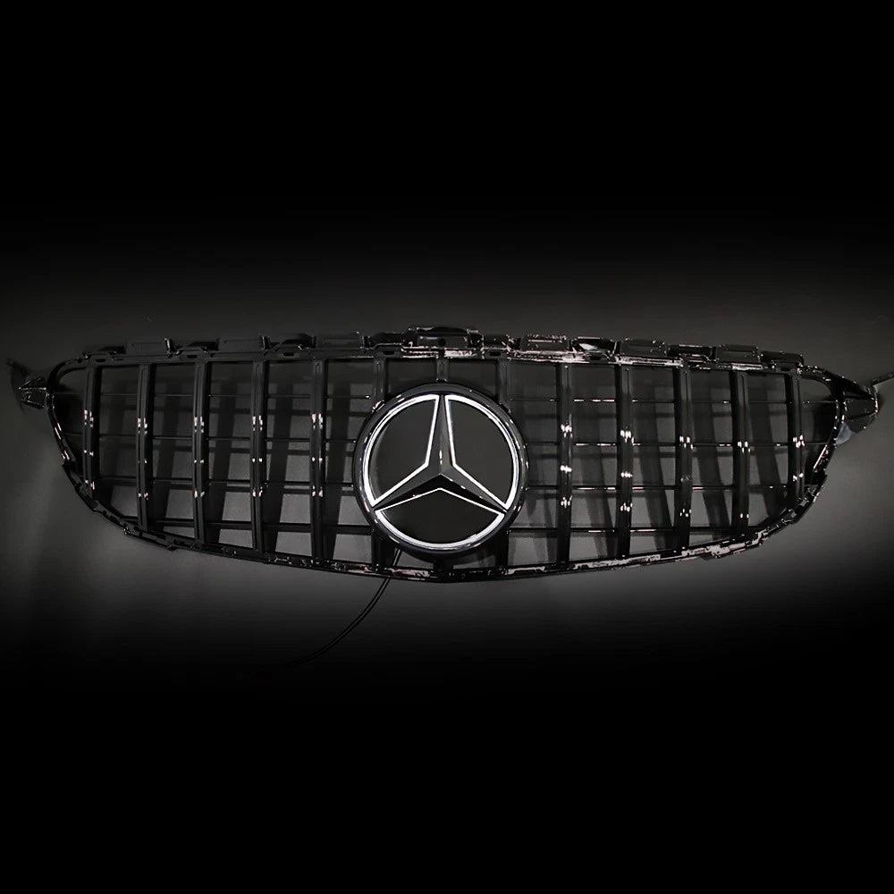 Black Front Grille with LED Emblem for W205 C Class 2019-2021