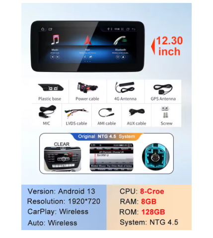 12.3in Apple CarPlay & Android Auto Screen Upgrade for C117 CLA Class