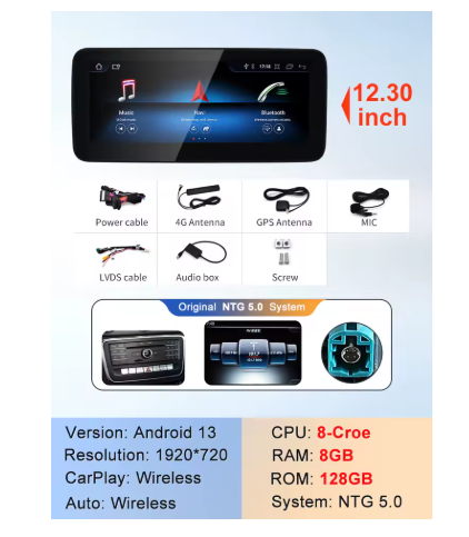 12.3in Apple CarPlay & Android Auto Screen Upgrade for W176 A Class