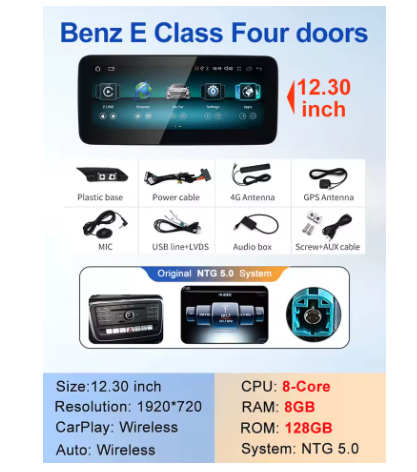 12.3in Apple CarPlay & Android Auto Screen Upgrade for W212 E Class